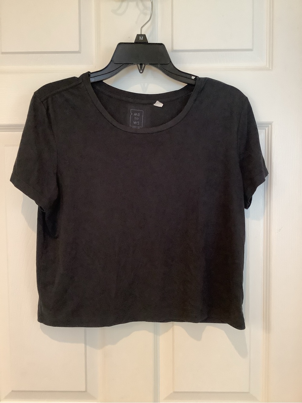 Me to We Black Short Sleeve Boxy Crewneck Tee